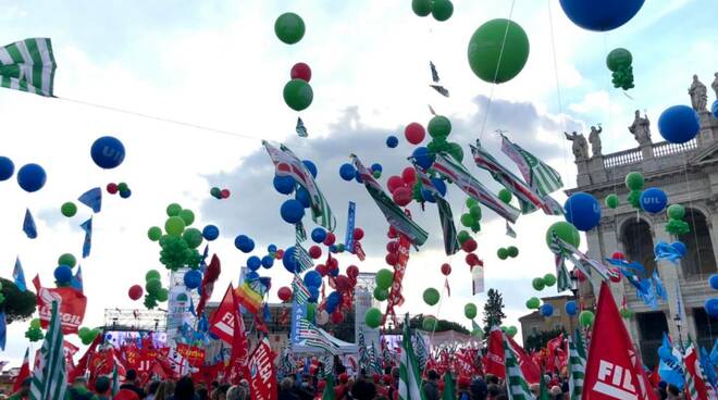 Manifestazione Roma 16 ottobre 2021 delegazione Cgil Brescia