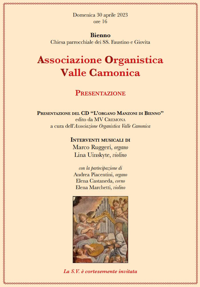 Locandina Associazione Organistica Valle Camonica