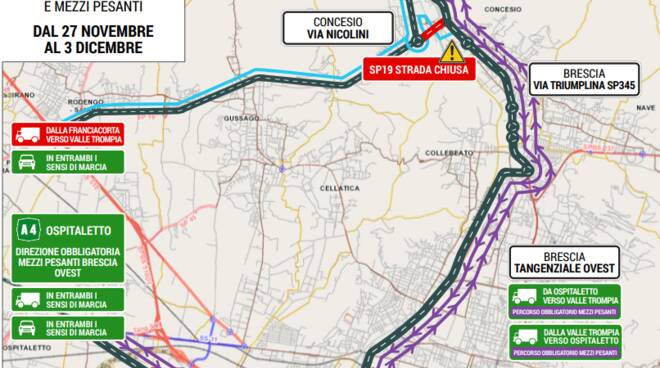 Mappa lavori e deviazioni sp 19 Concesio