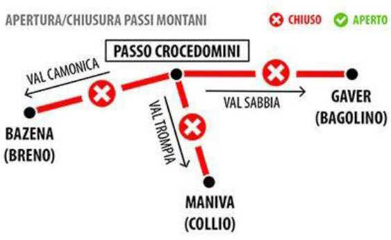 Passo Crocedomini chiuso per neve