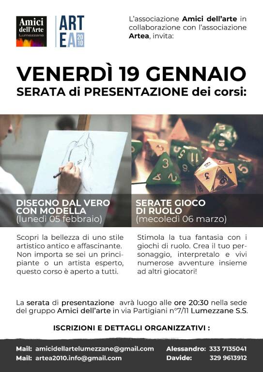 locandina corso disegno a lumezzane