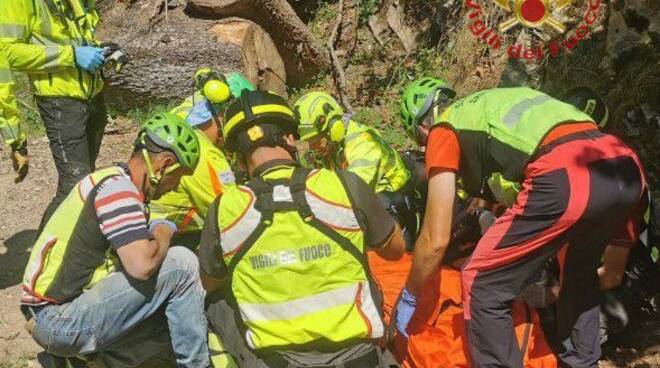 Vione ciclista soccorso sulla pista Carolingia